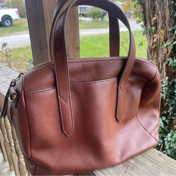 Fossil Brown Leather Women's Bag Vintage - Picture 2 of 7